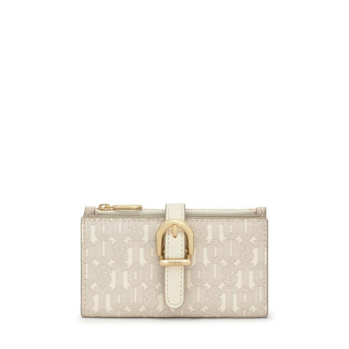 BILLETERA S. T BUCKLES SILHOUETTE BEIGE