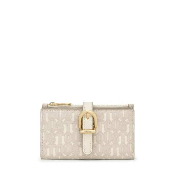 BILLETERA S. T BUCKLES SILHOUETTE BEIGE