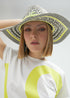 Sombrero floppy efecto rafia multicolor VERDE - NEGRO