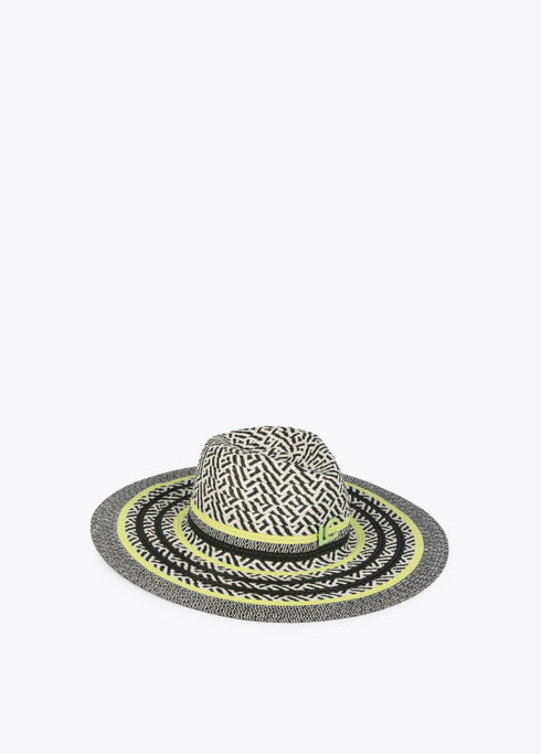 Sombrero floppy efecto rafia multicolor VERDE - NEGRO