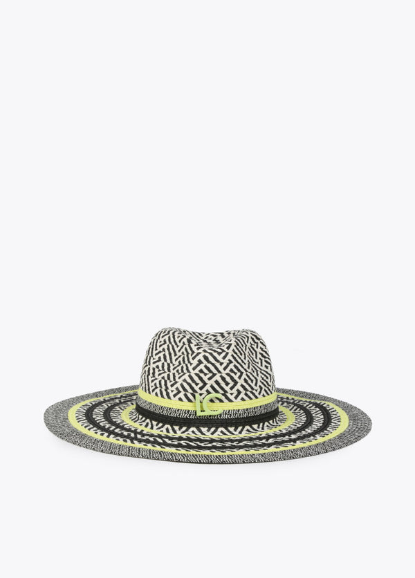 Sombrero floppy efecto rafia multicolor VERDE - NEGRO