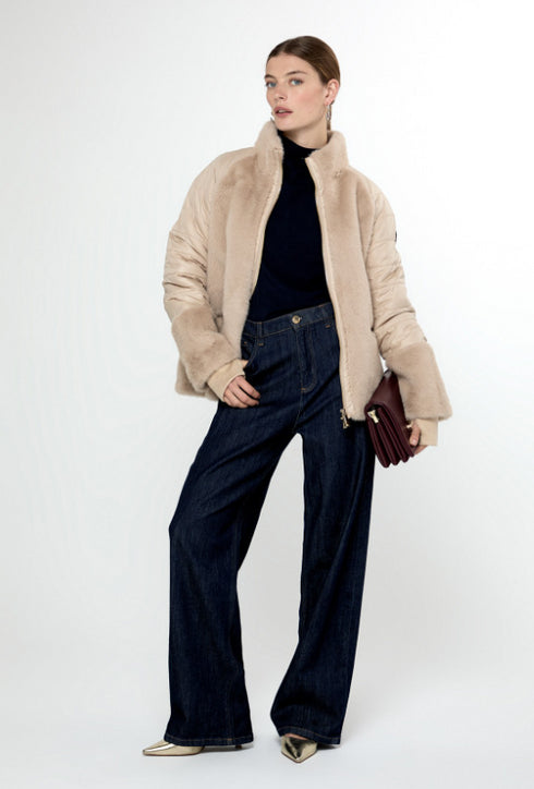 Abrigo combinado plumas pelo CRUDO LF2501009.001 LOLA CASADEMUNT