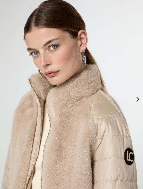 Abrigo combinado plumas pelo CRUDO LF2501009.001 LOLA CASADEMUNT