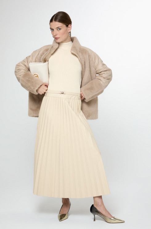 Abrigo combinado plumas pelo CRUDO LF2501009.001 LOLA CASADEMUNT