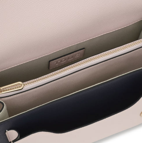 BANDOLERA TOUS M. AUDREE SAFFIANO AZUL M-ROSA CL