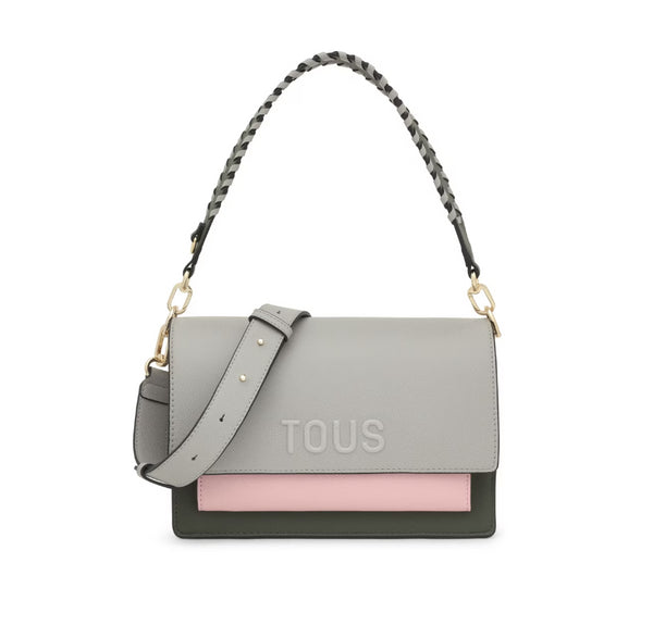 BANDOLERA TOUS M. AUDREE SAFFIANO GRIS ROSA