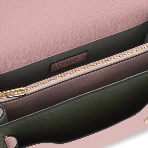 BANDOLERA TOUS M. AUDREE SAFFIANO GRIS ROSA