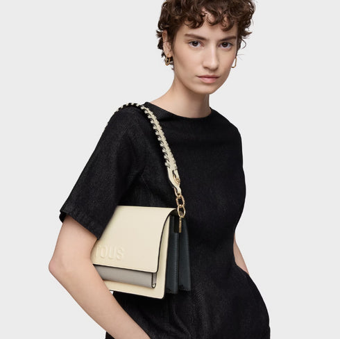 BANDOLERA TOUS M. AUDREE SAFFIANO BEIGE GRIS