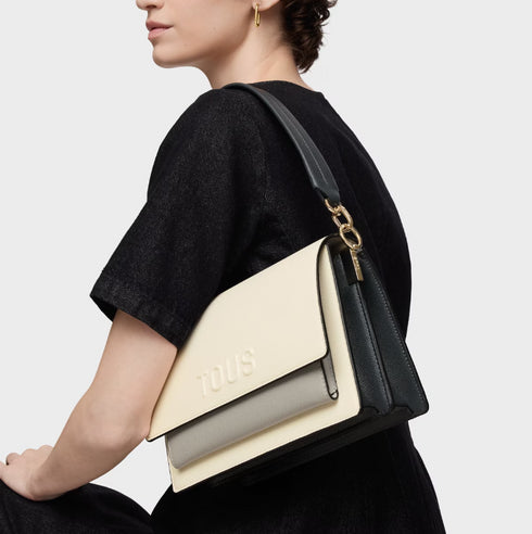 BANDOLERA TOUS M. AUDREE SAFFIANO BEIGE GRIS