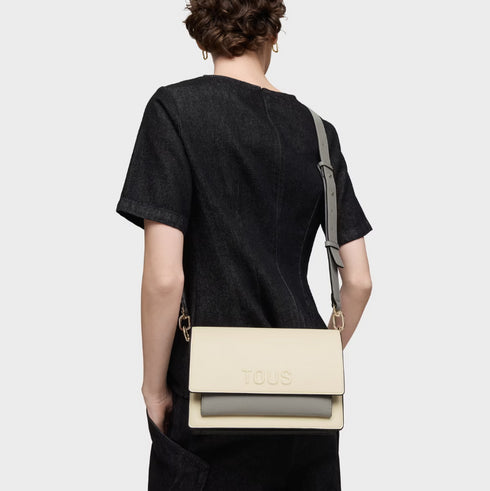 BANDOLERA TOUS M. AUDREE SAFFIANO BEIGE GRIS