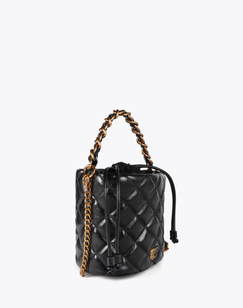 Bolso tipo bombonera acolchada efecto piel con logo LC leopardo NEGRO LF2504009.00N.U LOLA CASADEMUNT