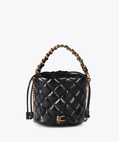 Bolso tipo bombonera acolchada efecto piel con logo LC leopardo NEGRO LF2504009.00N.U LOLA CASADEMUNT