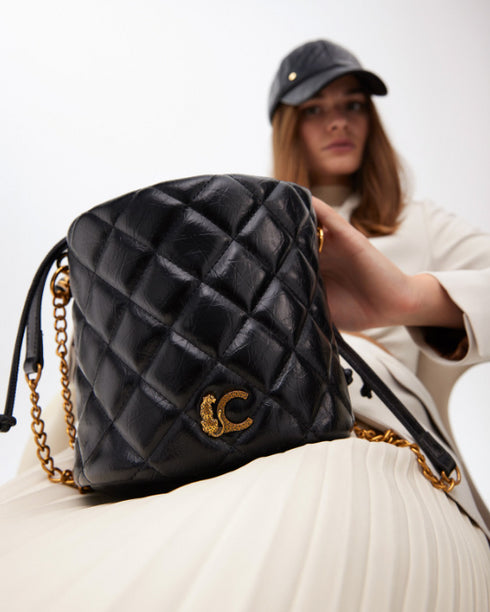 Bolso tipo bombonera acolchada efecto piel con logo LC leopardo NEGRO LF2504009.00N.U LOLA CASADEMUNT