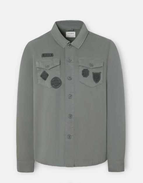 Silbon Sobrecamisa Parches Azul Petroleo