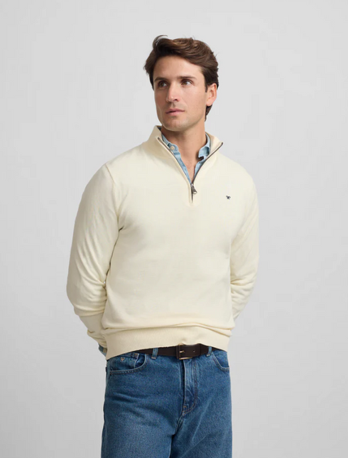 Silbon Jersey Liso Media Cremallera Crema