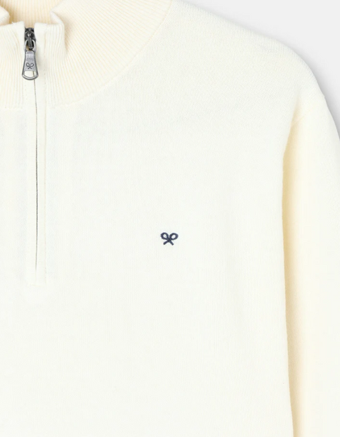 Silbon Jersey Liso Media Cremallera Crema
