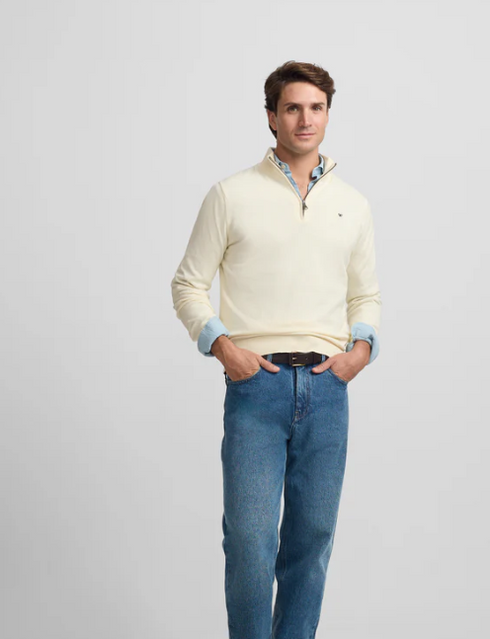 Silbon Jersey Liso Media Cremallera Crema