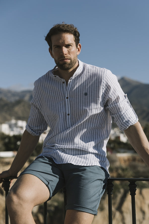 CAMISA URBAN BUTTON 532 MAO AZUL