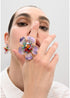 Anillo de Flor Lacada con Abalorios Multicolor