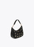Bolso de hombro Lola Casademunt estilo hobo con jales metálicos cuadrados NEGRO