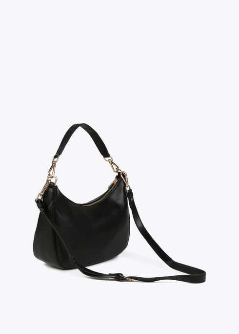 Bolso de hombro Lola Casademunt estilo hobo con jales metálicos cuadrados NEGRO
