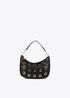Bolso de hombro Lola Casademunt estilo hobo con jales metálicos cuadrados NEGRO