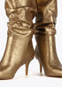 Bota tacón caña fruncida DORADO