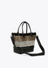 Cesto LOLA CASADEMUNT material trenzado de charol en tres tonos NEGRO- CRUDO