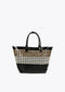 Cesto LOLA CASADEMUNT material trenzado de charol en tres tonos NEGRO- CRUDO