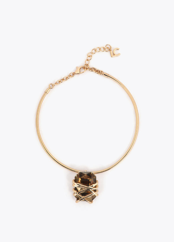 Choker Metálico Maxi Cristal con Detalles Metálicos