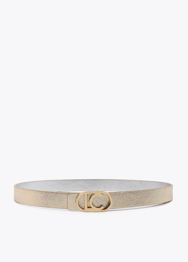 Cinturón Fino Reversible Hebilla Logo Ovalado