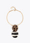 Collar Corto Gargantilla Rígida con Pendant Combinado Animal Print y Rayas