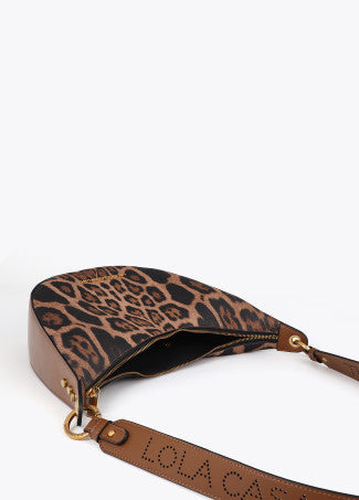 Bandolera Animal Print con Asa Logo Troquelado Marron-Negro LF2604017