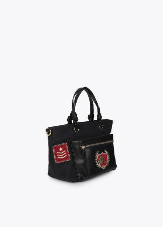 Bandolera Nylon con Parches Negro Lola Casademunt