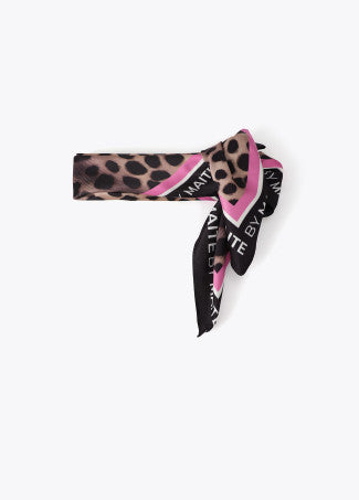 Pañuelo M Animal Print 55x55cm Negro-Rosa Lola Casademunt