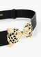 Cinturón Ajustable Doble Hebilla Leopardo Negro-Metal Lola Casademunt