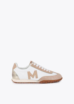 Deportiva con Logotipo de Tachas Combinada en Diferentes Materiales y Piel Crudo-Marron Lola Casademunt
