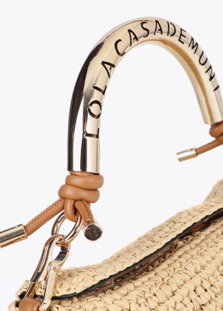 Bandolera Combinada Efecto Rafia Asa Troquelada Logo Crudo Lola Casademunt LS2604054