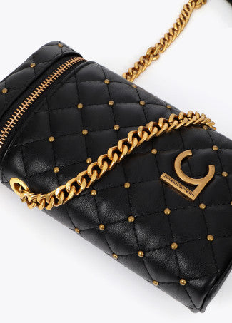 Funda de Móvil Efecto Piel Acolchada con Mini Tachas Negro LF2612005