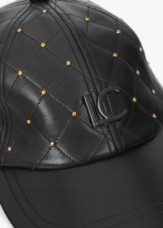 Gorra Pespunteada con Detalle de Mini Tachas Negro Lola Casademunt