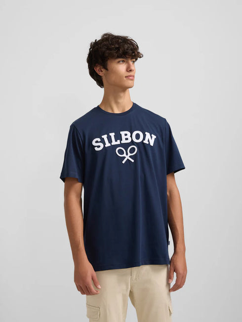 Silbon Camiseta Raqueta Media Azul Marino