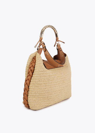 Shopper Combinado Efecto Rafia Asa Troquelada Logo Crudo Lola Casademunt LS2604056