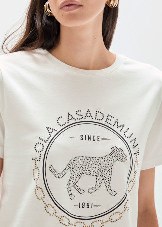 Camiseta Rosco con Strass Blanco Lola Casademunt LS2615103