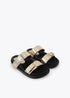 Sandalia Plana con Tiras y Detalles Metálicos Dorado Lola Casademunt LS2605028