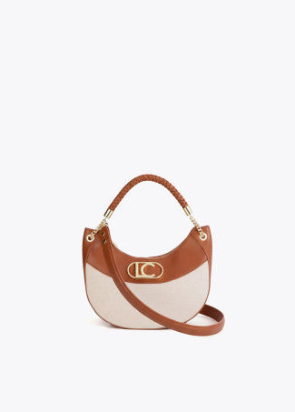 Hobo Efecto Piel y Canvas Bicolor Crudo-Marron Lola Casademunt LS2604036