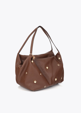 Shopper Efecto Piel Multi Tachas Marron Lola Casademunt