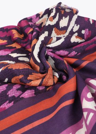 Fular Motivo Floral 100x200cm Rosa-Naranja Lola Casademunt