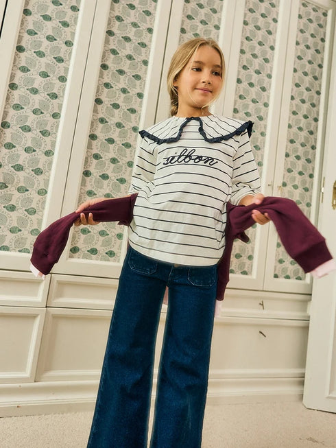 Silbon Camiseta Girl Cuello Bobo Rayas Azul y Blanco