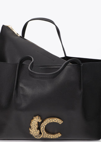 Bandolera Efecto Piel Asa Doble Negro Lola Casademunt