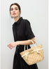 Mini Capazo con Asas y Detalles de Efecto Piel Crudo-Blanco Lola Casademunt LS2604058